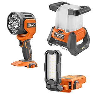 Ridgid 8V Cordless 3-Tool Lighting Combo Kit with Magnetic Light, 360° Area Light, and Spotlight (Tools Only) $142