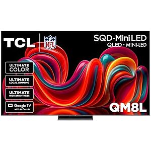 $1399.99* | TCL 65" QM8L Series SQD-Mini-LED 144Hz QLED Smart TV (65QM8L, 2026) at Amazon