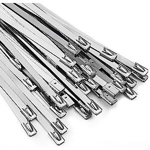 $6.99 | 100-Pack 11.8" Self-Locking Metal Zip Ties (304 Stainless Steel) at Amazon