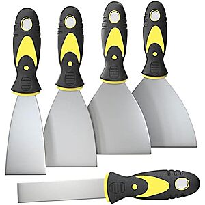 $5.99* | 5-Piece Rerdeim Putty Knife w/ Rubber Ergonomic Handles (1"- 5" Assorted Sizes) at Amazon