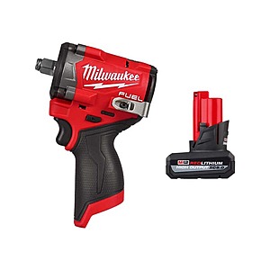 Milwaukee M12 FUEL 12V Lithium-Ion Brushless Cordless Stubby 1/2 in. Impact Wrench with M12 XC High Output 5.0 Ah Battery Pack $229