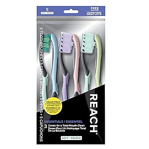 $3.18* | 6-Count REACH Essentials Toothbrush with Toothbrush Caps (Soft) at Amazon
