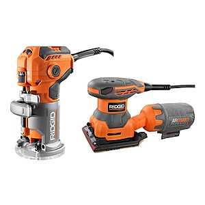 Ridgid 5.5 Amp Corded Fixed Base Trim Router with 2.4 Amp Corded 1/4 Sheet Sander $90.15