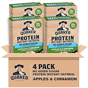 [SnS] $11.36* | 24-Ct 1.76-Oz Quaker Protein Instant Oatmeal (Apples & Cinnamon) at Amazon