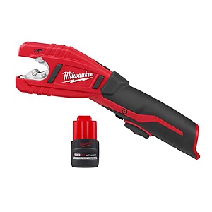 Milwaukee M12 12-Volt Lithium-Ion Cordless Copper Tubing Cutter with M12 12-Volt Lithium-Ion CP High Output 2.5 Ah Battery Pack, $149, FS, Home Depot