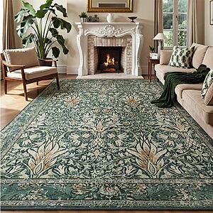 8' x 10' Wezvix Washable Non-Slip Vintage Floral Area Rug (Dark Green) $35.99 + Free Shipping