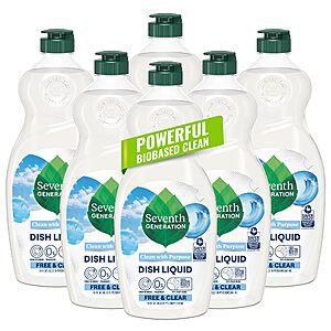 $12.71 for 6-Pack Seventh Generation Dish Liquid Soap Free & Clear, 19 oz with S&S