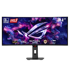 ASUS ROG XG34WCDG 34 Inch 1440p 175Hz Ultrawide OLED G-SYNC Gaming Monitor $629 + Free S&H at Amazon