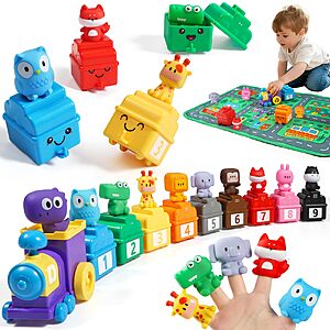 10-Piece Urmywo Kids' Train Set w/ Detachable Finger Puppets and Play Mat $9.99 + Free Shipping w/ Prime or on $35+