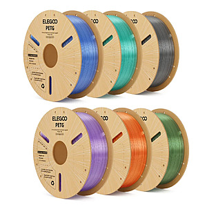 6x 1kg Elegoo PETG Translucent 1.75mm 3D Printer Filament (choice of 3 color mix) $52.99 + free s/h