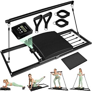 43.3" lapee 7-in-1 Folding Portable Pilates Reformer Set $50.00 + Free Shipping