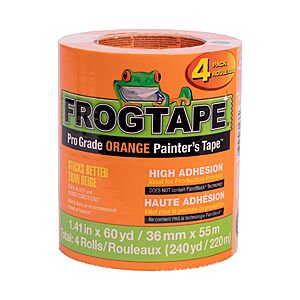 $10.56 AMAZON 4 Count FrogTape ProGrade Orange Painters Tape 1.5 Inch Wide (1.41 in x 60 yd), High Adhesion Masking Tape