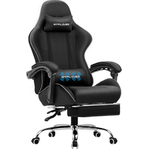 GTPLAYER Gaming Chair with Footrest Lumbar Support Swivel Headrest DARK GRAY $68 + Free Shipping