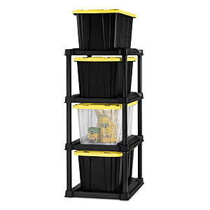 $34.98 FS Walmart+ or at $35 or Pick Up: Sterilite 4 Tier Tote Rack, Holds Four 27 Gallon Industrial Storage Totes, Heavy Duty Plastic Garage Storage Organizer