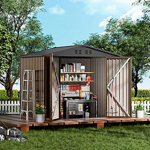 8' x 6' Comhoma Metal Storage Shed w/ Sloping Roof, Air Vent and Lockable Doors (Brown) $183.68 + Free Shipping