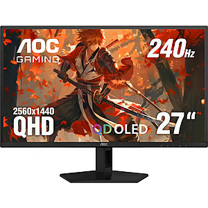 AOC Q27G41ZDF 27” QD-OLED, QHD, 240hz, G-Sync Compatible, .03ms, Gaming Monitor - Black $329.99