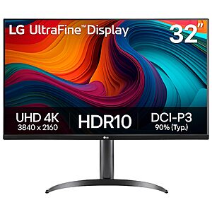 LG 32UR550K-B 32-inch Ultrafine 4K UHD (3840 x 2160) Computer Monitor, HDR10, 60Hz, HDMI, DisplayPort, Tilt/Height/Pivot Adjustable Stand, Black $249.99
