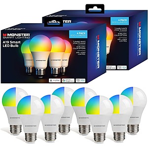 8 Pack Monster Smart LED Color Changing Light Bulbs with WiFi Control $34.99 + Free Shipping