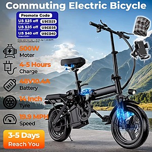 LELEKUAI 500W Adult Electric Bike 20mph 48V 10.4Ah Removable Battery $134 + Free Shipping $134.1