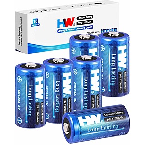 6-Pack HW CR123A 3V 1700mAh High Capacity Lithium Batteries $4.50 + Free Shipping w/ Prime or on $35+