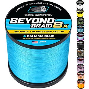 Beyond Braid 8-Strand Braided Fishing Line (Bahama Blue) $9.99 + Free Shipping w/ Prime or on $35+