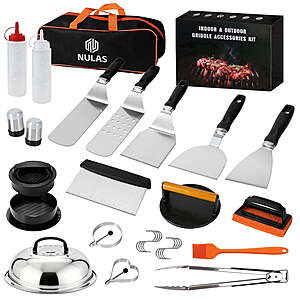 NULAS 27Pcs Griddle Accessories Kit with Spatula & Burger Press, Flat Top Grill Tools $24.99