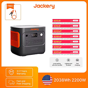 Jackery Explorer 2000 Power Station w/12V Cable, 2200W/2038Wh, LiFePO4; free s&h $530.23