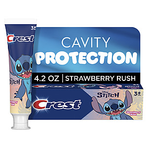 $7.71 for 3, get $5 Walmart Cash Crest Kid's Toothpaste, featuring Disney Stitch, Strawberry, 4.2 oz, Ages 3+  (90c per tube net a/WMT CASH)