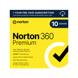 1-Year Norton 360 Premium 2026, Antivirus Software 10 Devices with Auto-Renewal $16.99 & More (Digital Delivery)