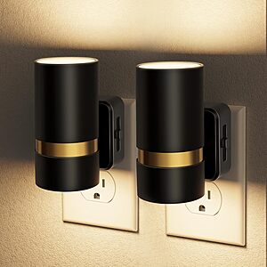 2-Pack JandCase Dusk-to-Dawn Dimmable LED Night Light (Black & Gold) $4.99 ($2.50 Each) + Free Shipping w/ Prime or on $35+
