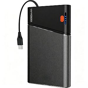 Aaoyun 10000mAh 22.5W PD Fast Charging Portable Power Bank w/ Built-In USB-C Cable (Grey) $9.87 + Free Shipping w/ Prime or on $35+