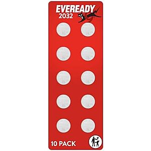 [SnS, AC] $2.79* | 10-Pk Eveready 2032 Coin Batteries at Amazon (27.9￠ each)