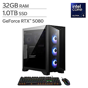 MSI Aegis R2 AI Gaming Desktop – Intel Core Ultra 9 285 - GeForce RTX 5080 – 32GB RAM – 1TB SSD – Windows 11 $2999.99
