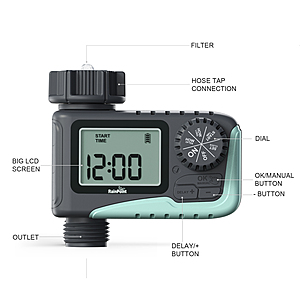 RAINPOINT Programmable Sprinkler Timer for Garden Hose w/ Rain Delay & Manual Mode (1 Outlet) $15.01 + Free Shipping