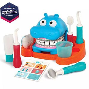 Battat BT1803 Hippodontist Dentist Plastic Play Set with 14 Accessories, Toddler and Preschool Toys $11.96
