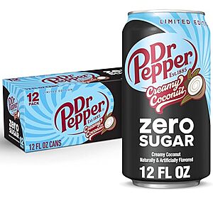 [AC] $15 | 3 × 12-Pk 12-Oz Dr Pepper Zero Sugar Creamy Coconut Soda ($5 each) at Amazon