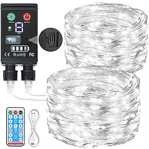 66ft 2 in 1 Rechargeable Fairy Lights (Cool White) $7.98 + Free Shipping w/Prime or $35+