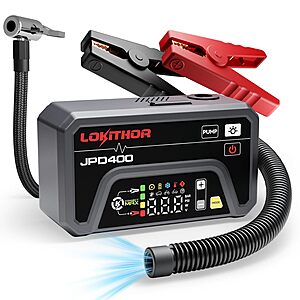 LOKITHOR JPD400 3000A 10000mAh Jump Starter w/ 150 PSI Air Compressor & Deflator $59.16 + Free Shipping