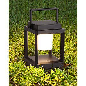 DAKAFUL Outdoor Solar & USB Rechargeable LED Table/Hanging Lamp w/ 3 Brightness Modes (Black) $17.49 + Free Shipping w/ Prime or on $35+