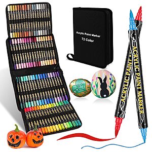 72-Color colpart Dual Tip (Brush-Fine Tip) Acrylic Paint Paint Markers $13.49 + Free Shipping w/ Prime or on $35+