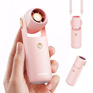 4.9" SWEETFULL Portable Handheld Fan w/ 5 Speeds, 17000RPM & LED Display (Pink) $7.99 + Free Shipping w/ Prime or on $35+