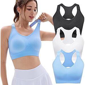 3-Pack FITTIN Women's Adjustable Padded Sports Bra $12.49 + Free Shipping w/ Prime or on $35+