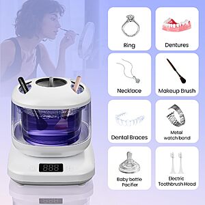 Ultrasonic Retainer Cleaner Machine with UV,Sonic Jewelry Cleaner for Rings $9.99