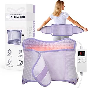 Heating Pad for Period Cramps, Upgraded Wrap Heating Pad for Back Pain Relief $28.48