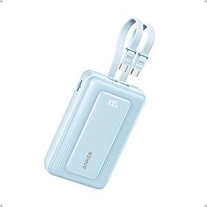 Anker Power Bank,20,000mAh 45W Portable Charger,Dual Built-in USB-C Cables (colors:blue,pink,white) $39.99