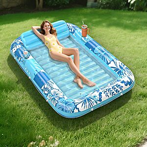 [Prime] 85"x57" POOLACC Inflatable Tanning Pool Lounger Float w/ Pillow $14.79 + Free Shipping