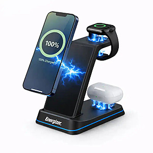 Energizer 3-in-1 15W Qi Certified Wireless Fast 15W iPhone, AirPods, Apple Watch Charging Station $12.99 + Free Shipping
