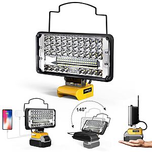 [Prime] 148W LIVOWALNY 14800LM Cordless LED Work Light w/ 140° Adjustable Head & USB Charging $14.99 + Free Shipping