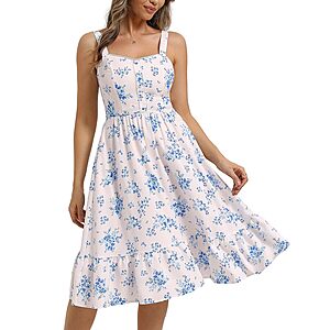 Belle Poque Women's Floral Midi Dress w/ Pockets (3 Colors) $11.89 + Free Shipping w/ Prime or on $35+
