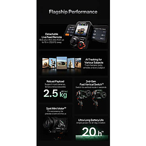 Historic Low -  Hohem - iSteady MT3 Pro Phone & Camera Gimbal Stabilizer w/ AI Tracking, Detachable Remote for Cameras up to 5.5lbs - Black $336.99